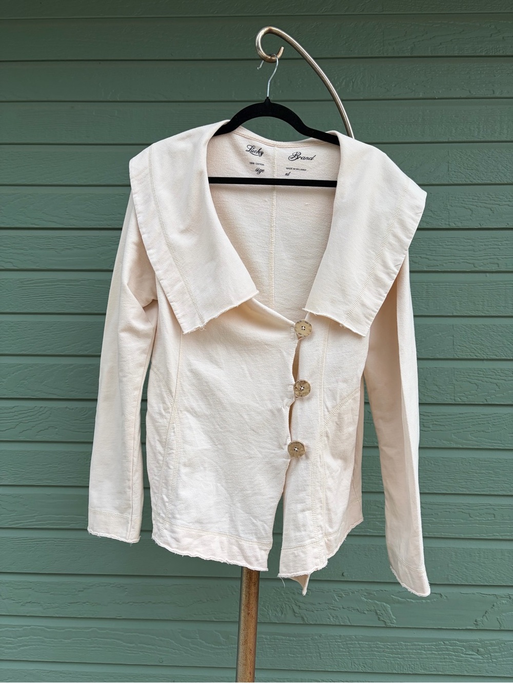Lucky Brand Cream Button-Front Blazer